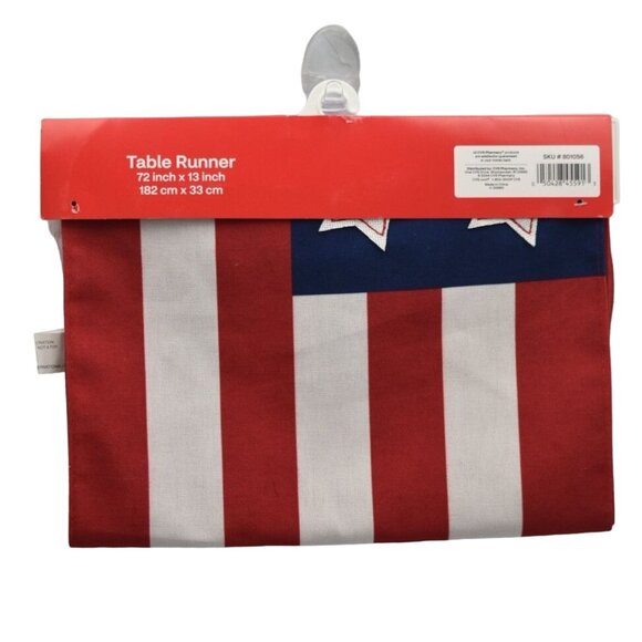 Americana Table Runner 72" X 13" Patriotic Stars & Stripes Polyester Decoration - Picture 2 of 3